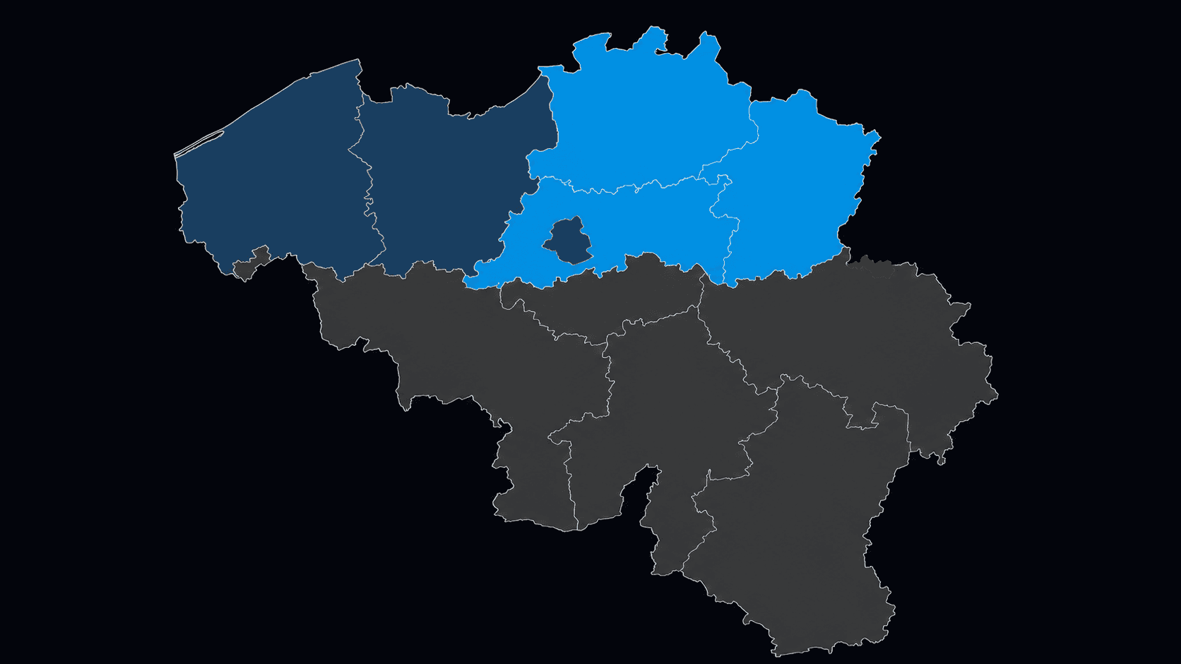 Werkgebied van ONE BOUW in Vlaanderen